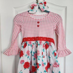 Eleanor Rose size 7/8 Valentines day dress and matching bow